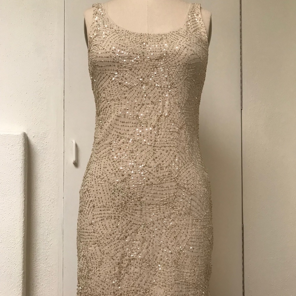 Royal Underground Beige Sequin Cocktail Dress